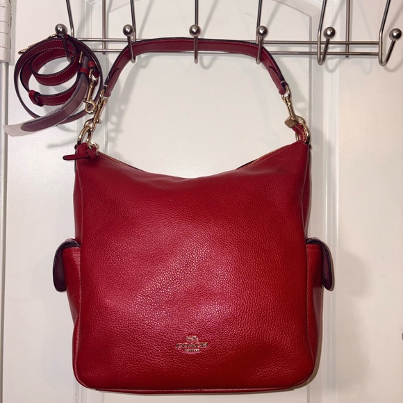 🍒 COACH Pennie Shoulder Bag - Crossbody in Red Pebble Leather - C6152 - Picture 3 of 16
